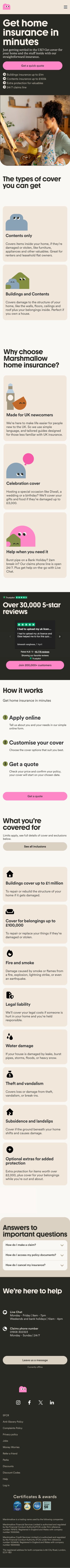 Home insurance landing page