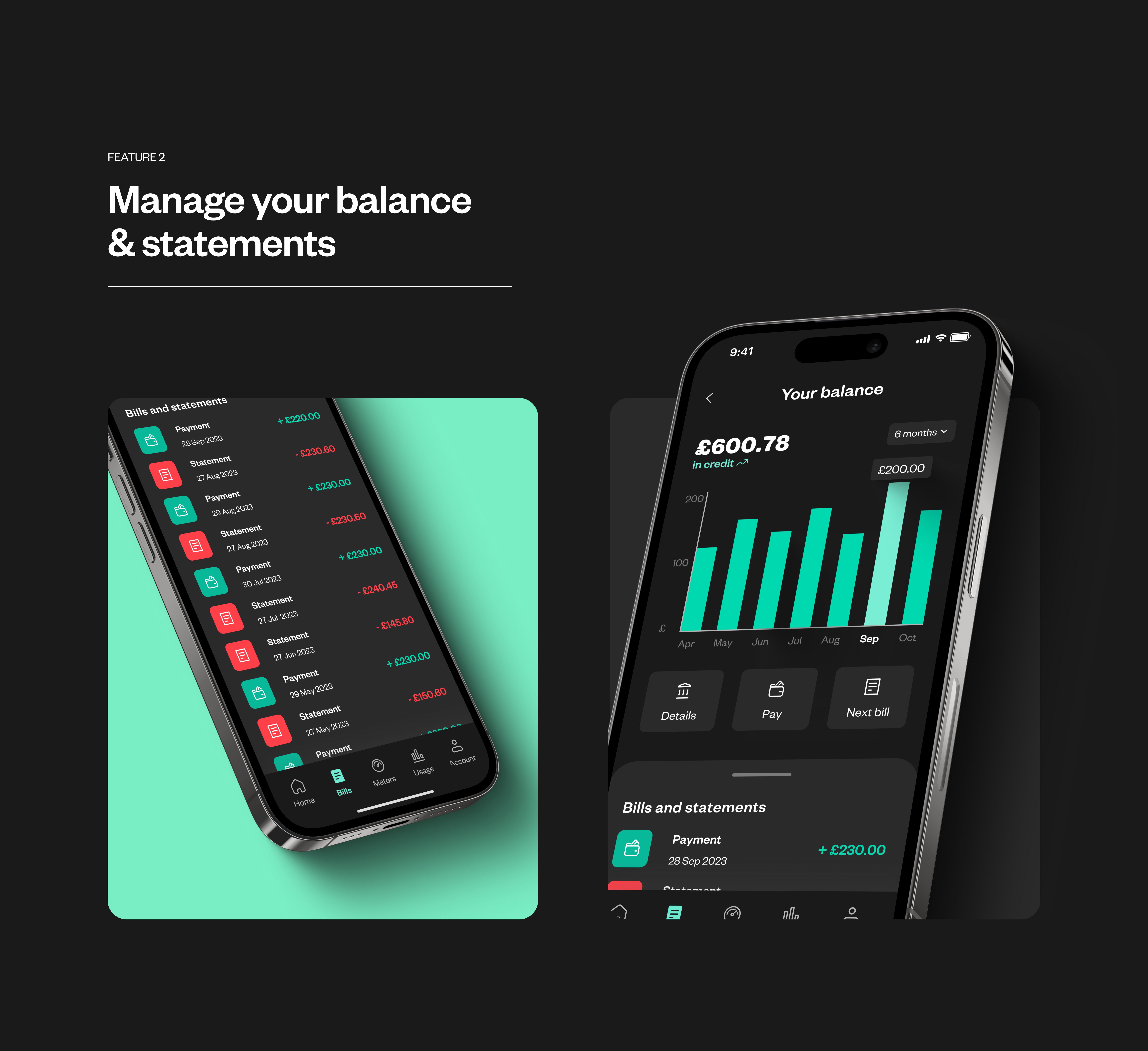 Manage your balance and statements — feature title slide