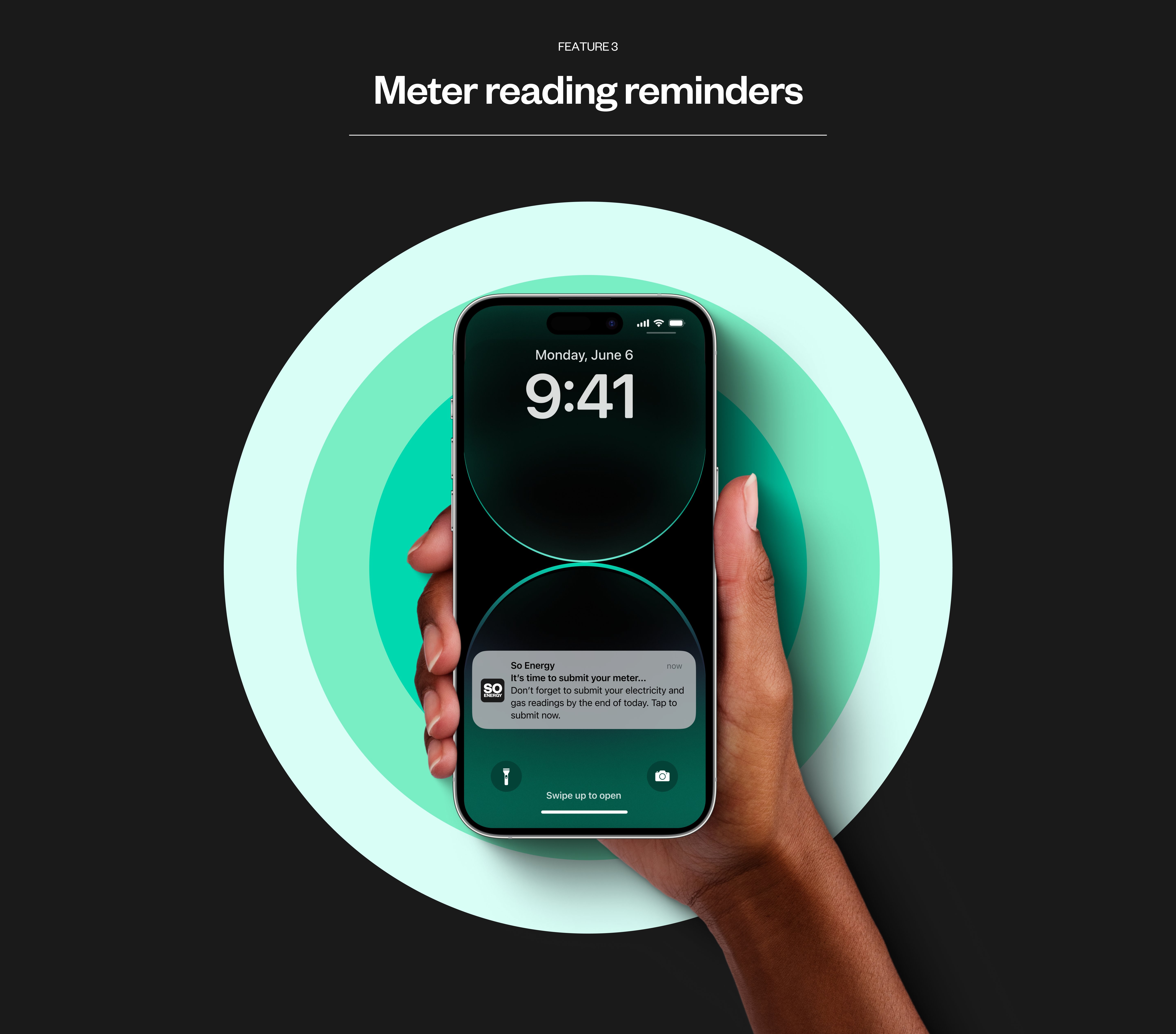 Meter reading reminders — lockscreen notification for submitting readings
